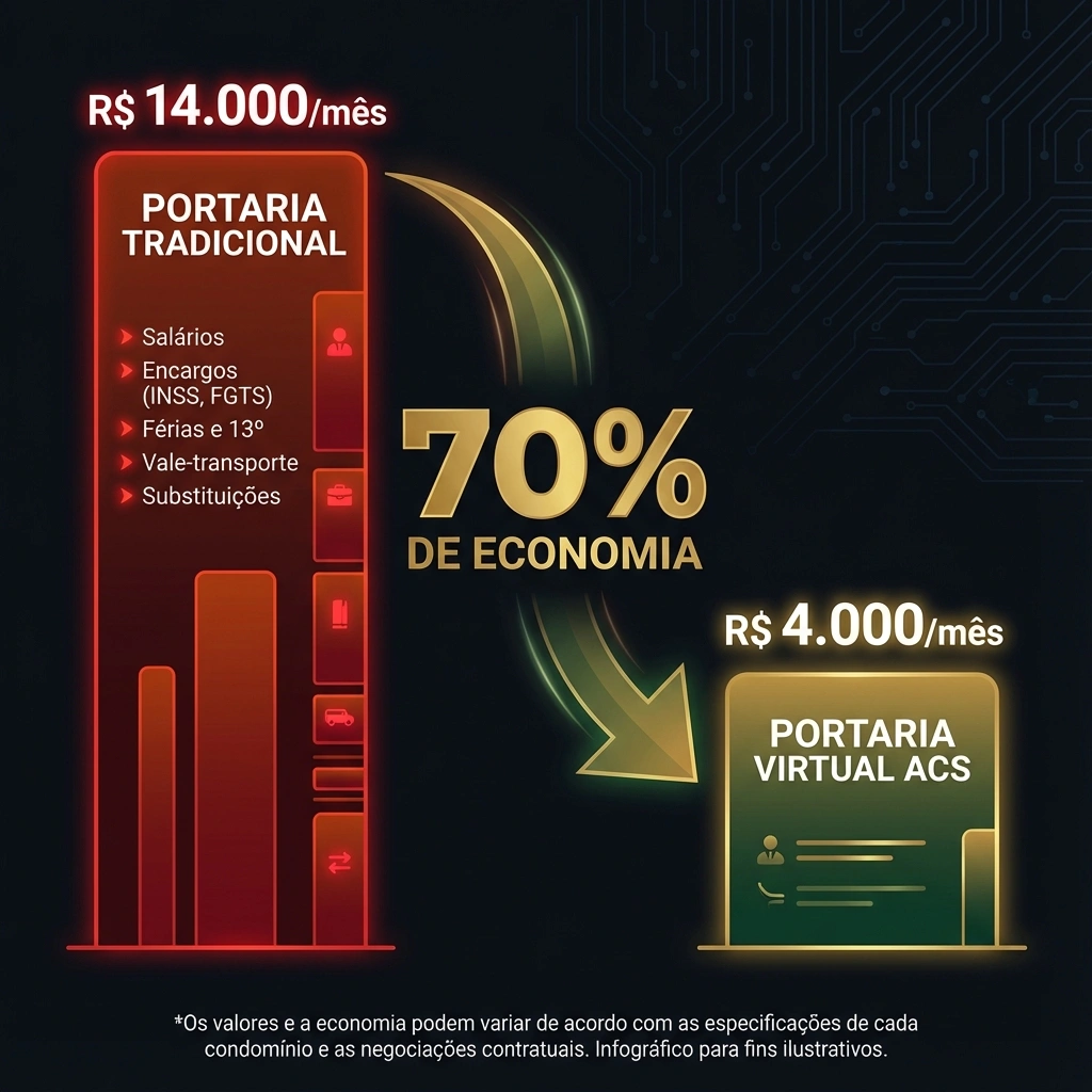 Comparação de custos: Portaria Tradicional vs Portaria Virtual
